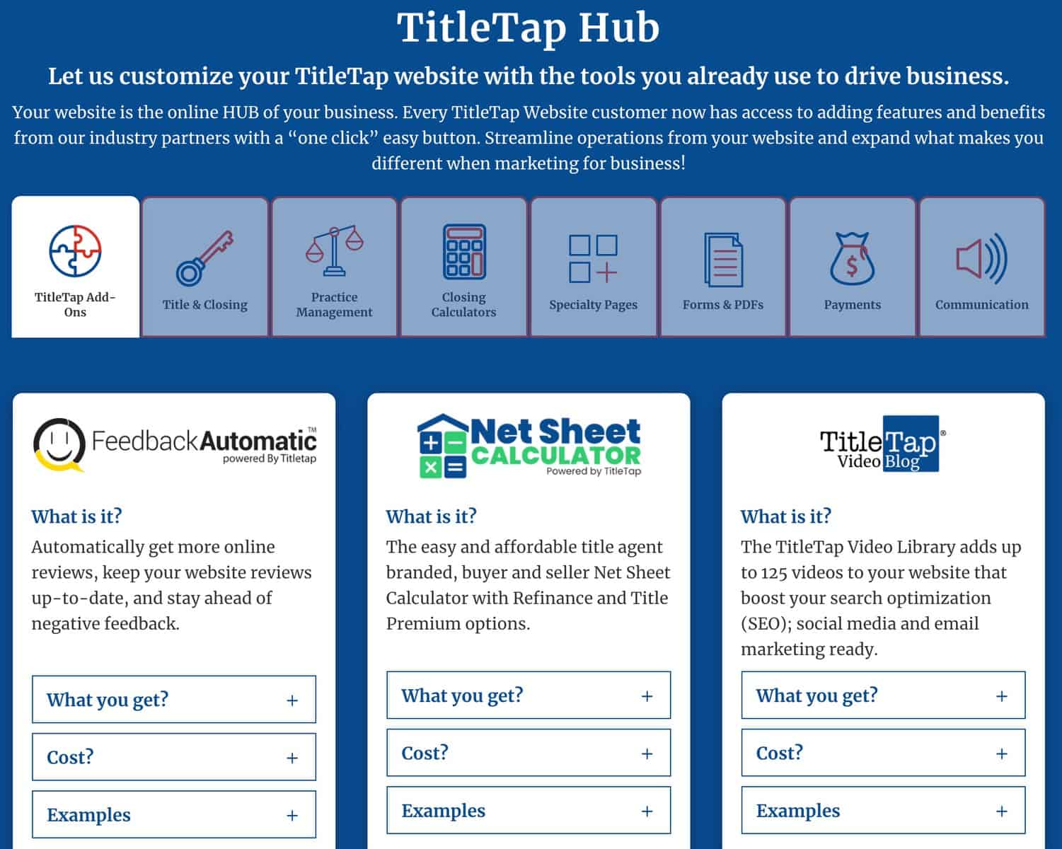 TitleTap Adds Website Integrations for Qualia, Closer’s Choice, Alanna.ai, Zoccam and more to their HUB